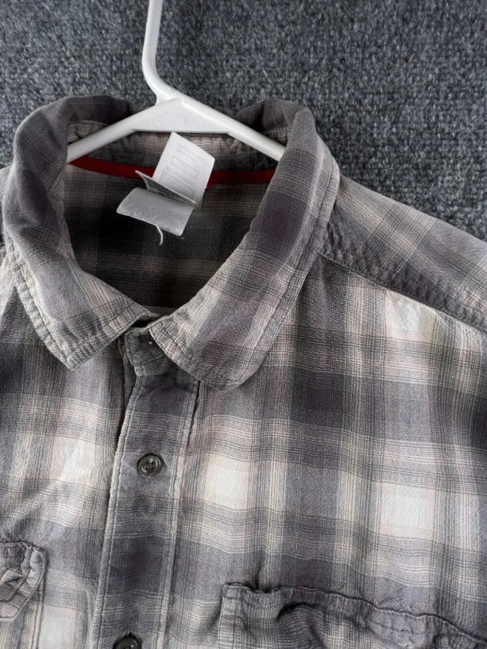 The North Face Button Up Shirt Mens Large Long Sleeve Gray Plaid Fade Cotton